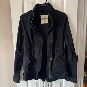 Hollister Black Women's Utility Jacket with Drawstring Hem